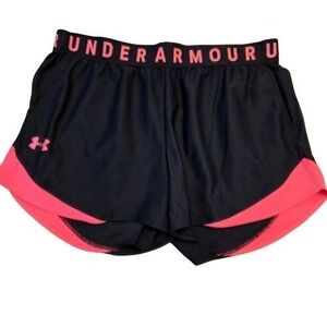 Under Armour HeatGear Play Up Shorts M Womens Black Pink Loose Fit Athletic